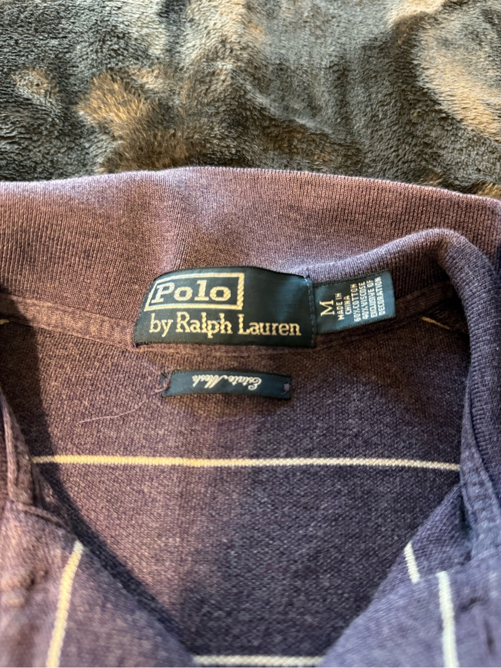 Ralph Lauren Men’s Purple Polo with White Stripes - Picture 3 of 7